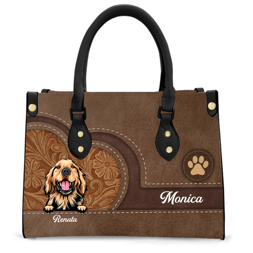 Personalized Gift for Dog Lovers - Personalized Custom PU Leather Handbag