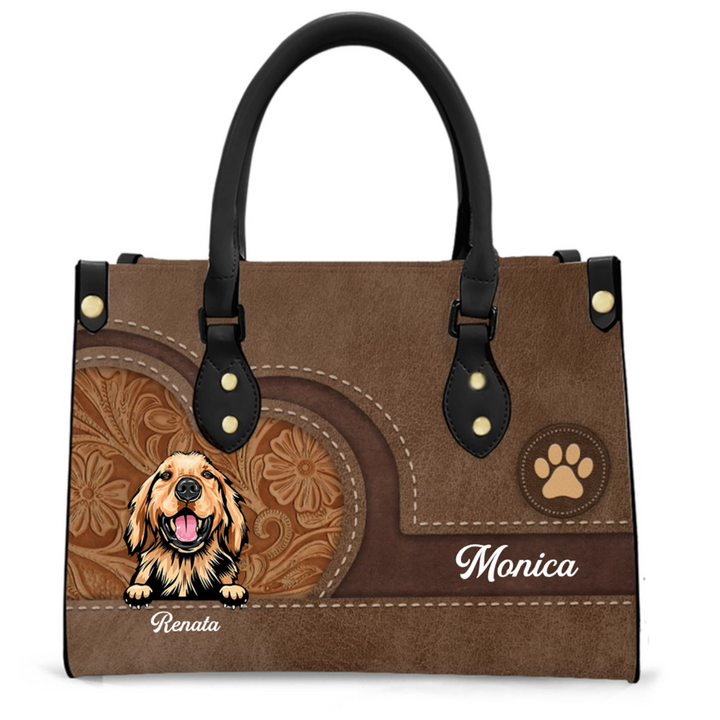 Personalized Gift for Dog Lovers - Personalized Custom PU Leather Handbag