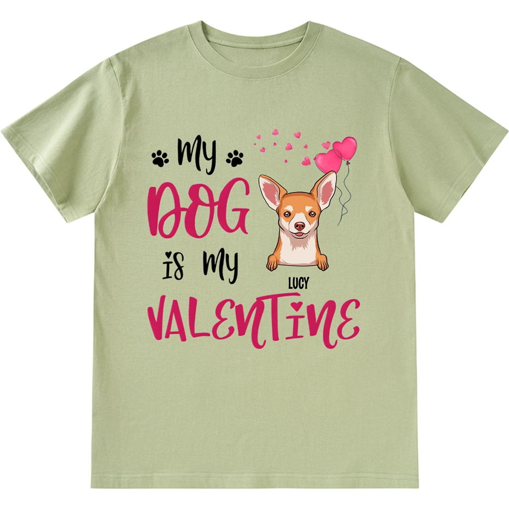 Pink Heart My Dog Is My Valentine - Personalized Custom Unisex T-shirt