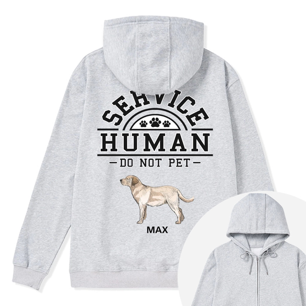 Service Human, Do Not Pet 2 - Personalized  Custom Zipper Hoodie
