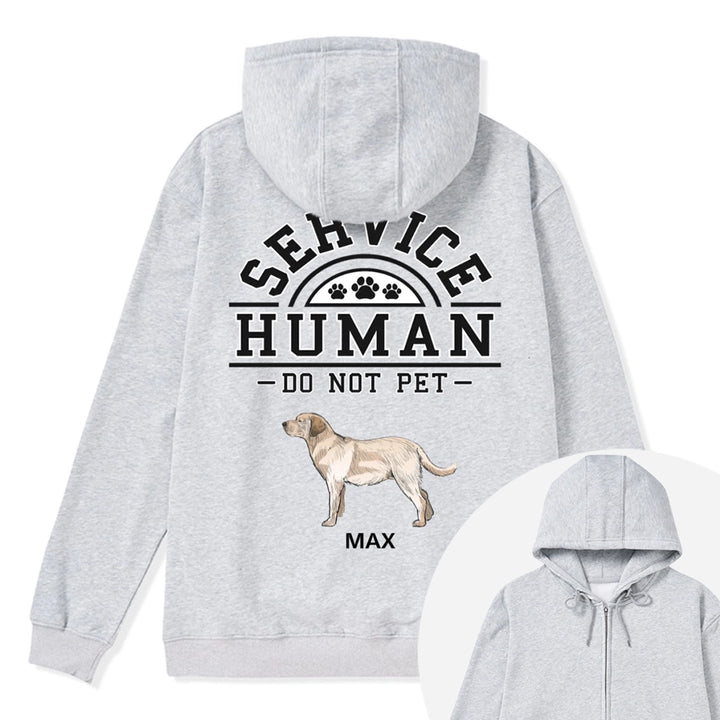 Service Human, Do Not Pet 2 - Personalized  Custom Zipper Hoodie