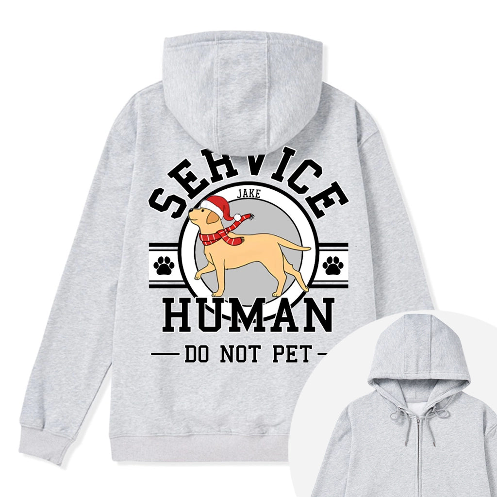 Service Human, Do Not Pet Christmas Version- Personalized Custom Zipper Hoodie