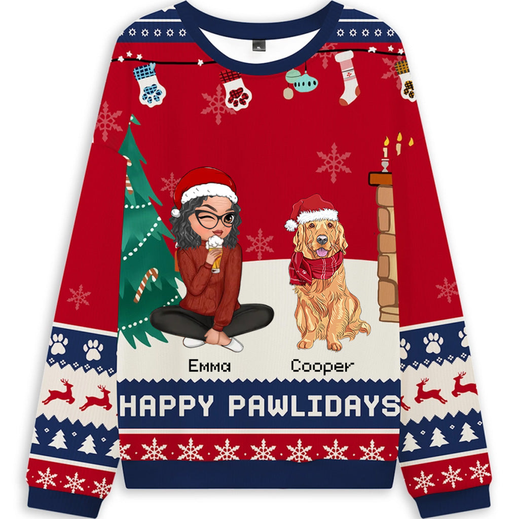 Snowy Pawlidays - Personalized Custom Christmas Ugly Sweatshirt