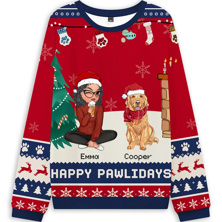 Snowy Pawlidays - Personalized Custom Christmas Ugly Sweatshirt