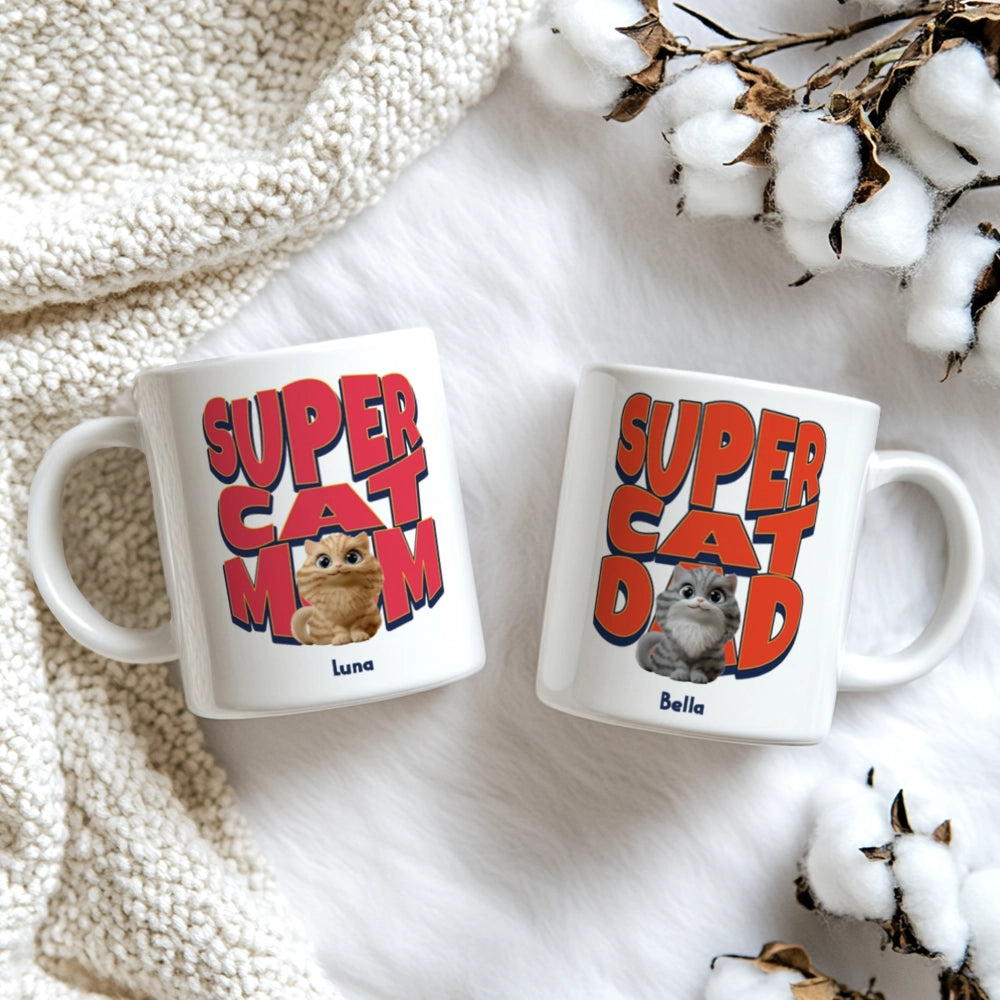 Super Cat Dad And Mom - Personalized Custom Coffee Mug