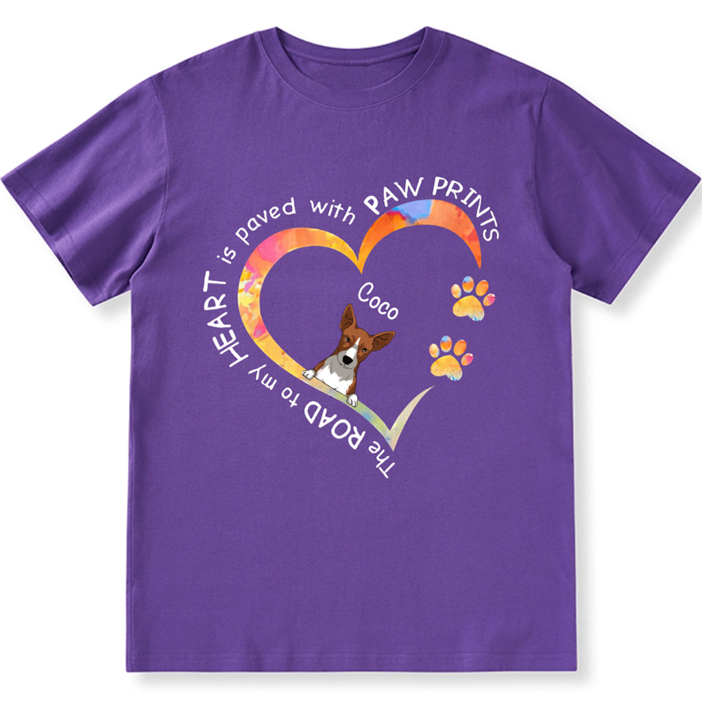 The Road To My Heart Is Paved With Paws Prints - Personalized Custom Unisex T-shirt