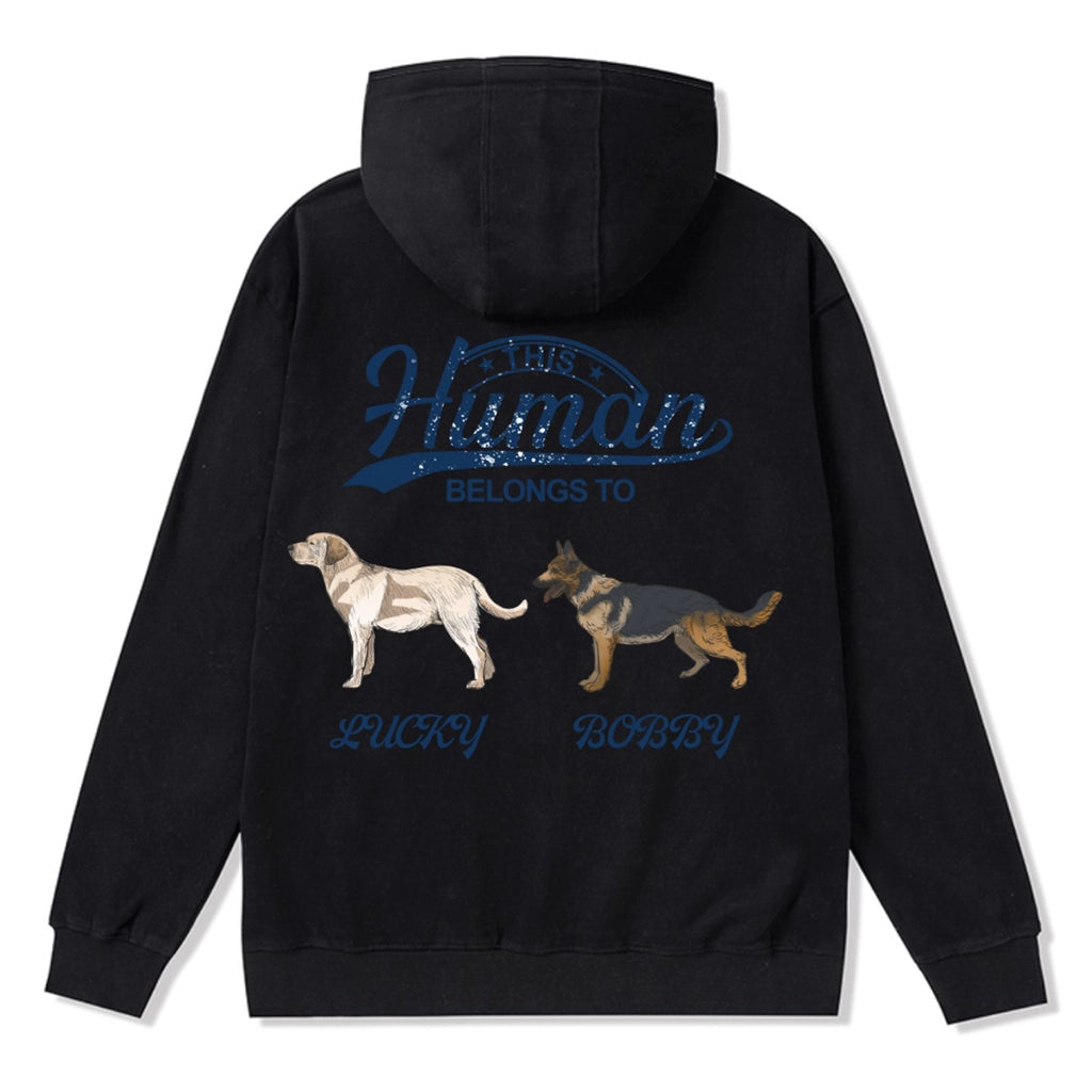 This Human Belongs To 2 - Personalized Custom Zipper Hoodie