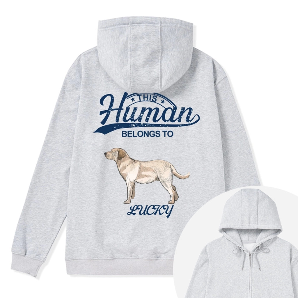 This Human Belongs To 2 - Personalized Custom Zipper Hoodie