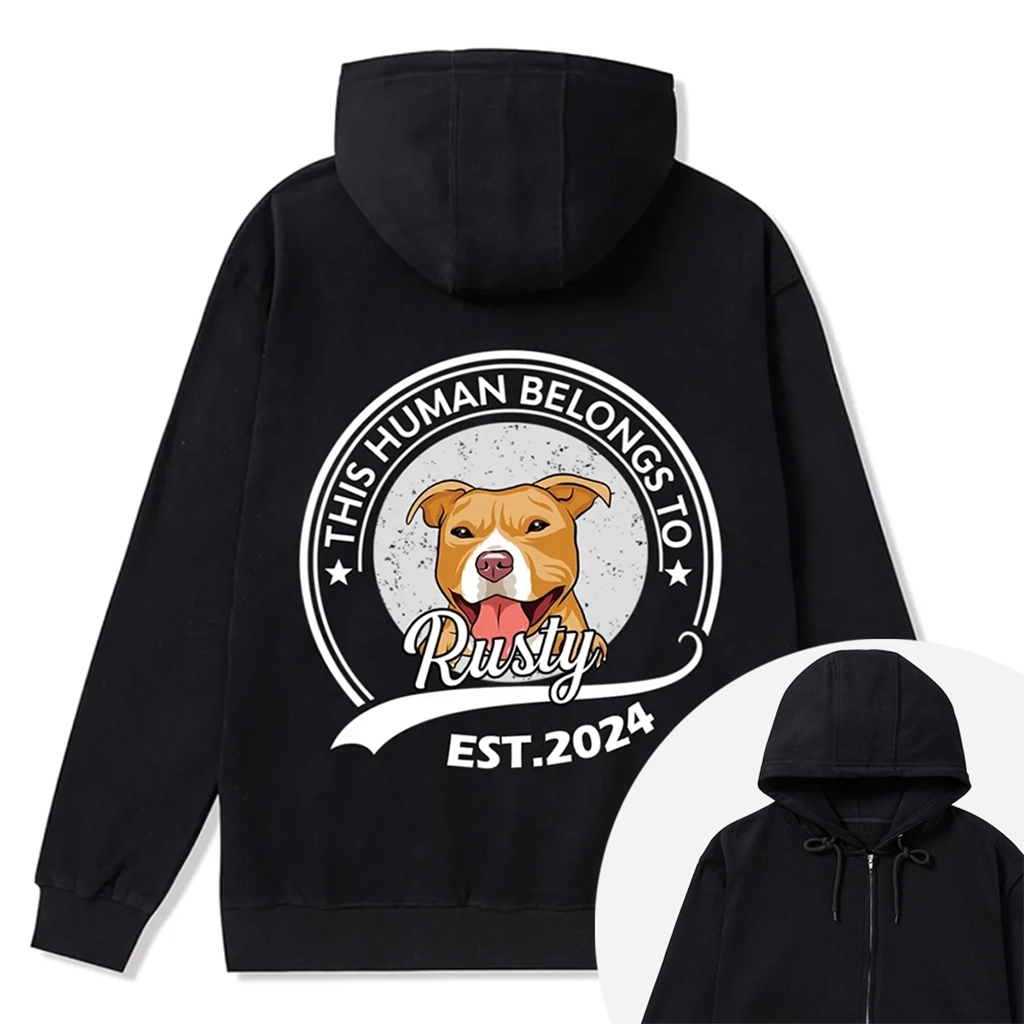 This Human Belongs To 4 - Personalized Custom Zipper Hoodie