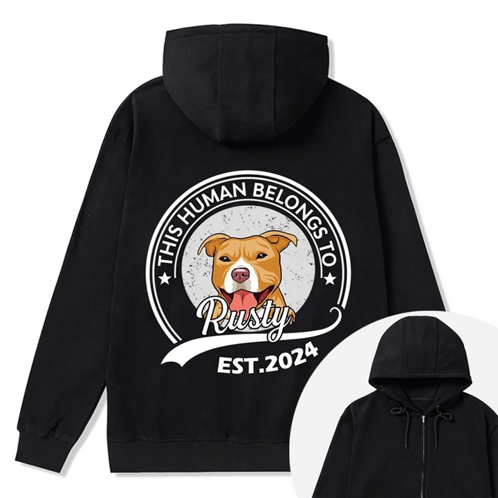 This Human Belongs To 4 - Personalized Custom Zipper Hoodie