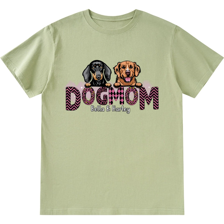 Dog Mom Slogan Pattern - Personalized Custom Unisex T-shirt